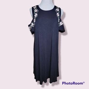 Style & Co Women Cold Shoulder Embroidered Dress Floral Size OX